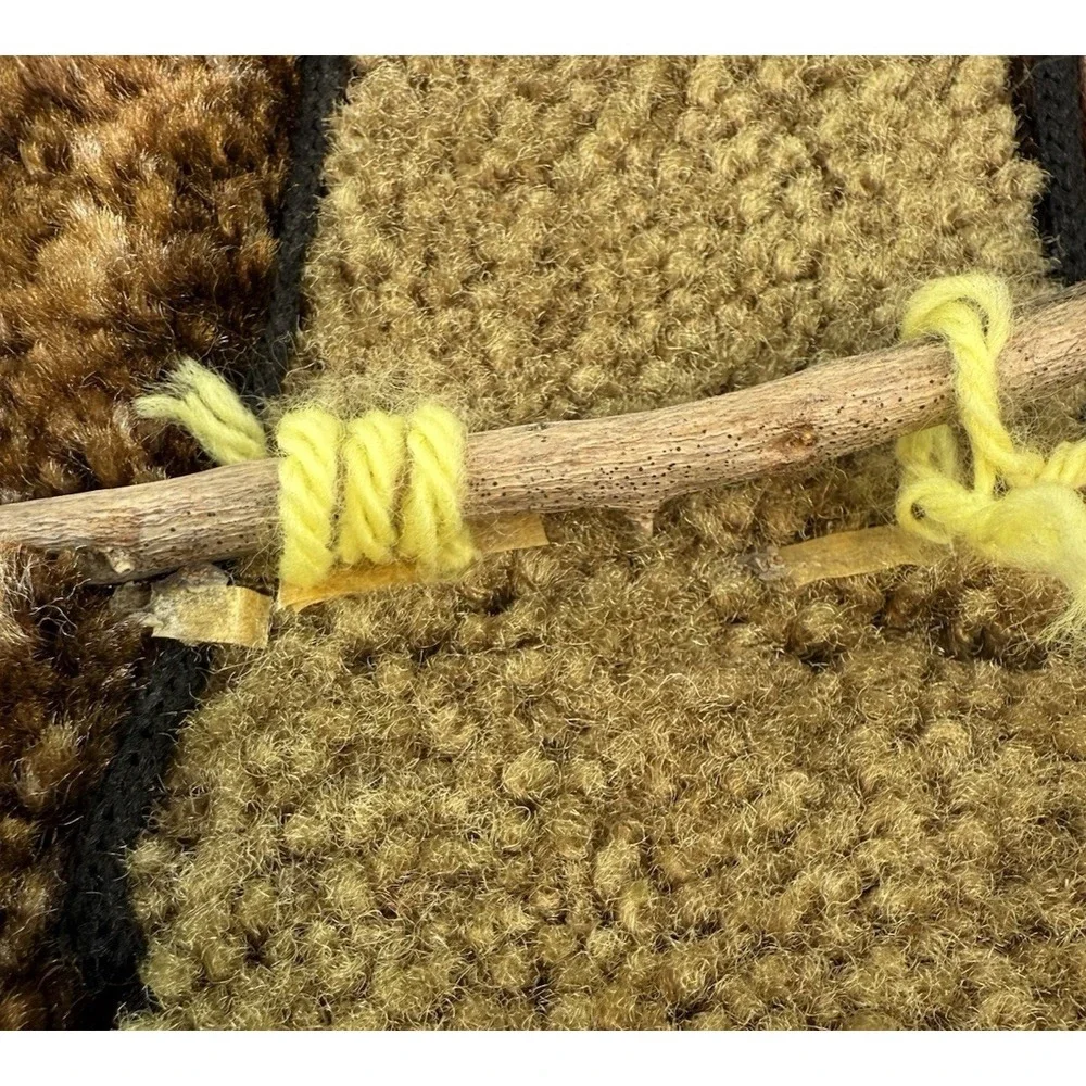 Owl Latch Hook Tapestry Yarn Rug Wall‎ Hanging Art Mid Century NO HANGER/HOOK